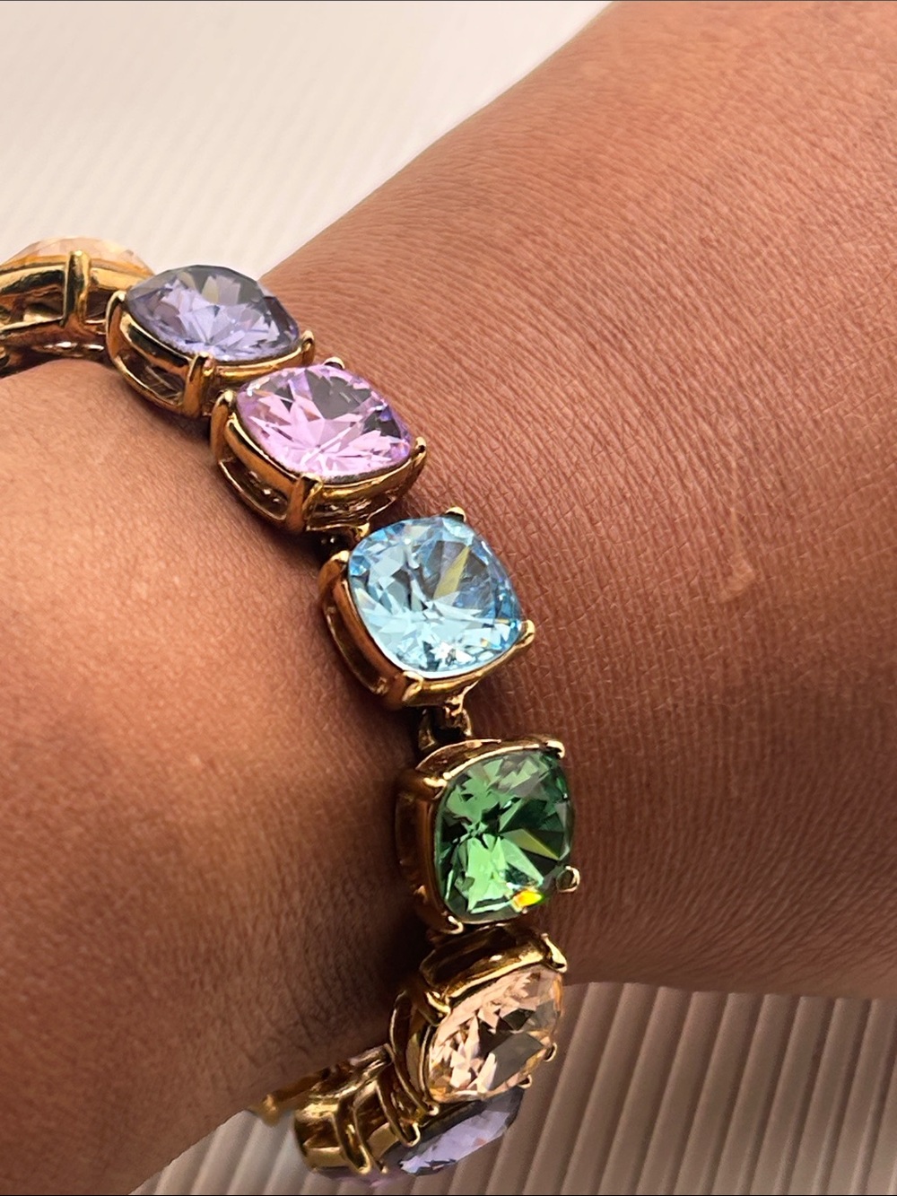 Kenneth Jay Lane Crystal Tennis Bracelet - Pastel Gemstones